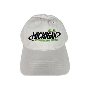 Nascar Michigan International Speeway Hat Cap White Adjustable Strap Embroidered